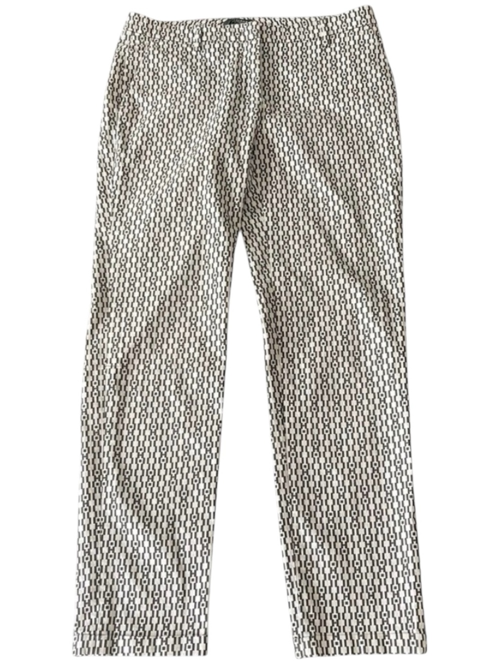 Peserico (Italy) Brown/Cream Geo Print Skinny Cuffed Crop Pant (S/4-6)